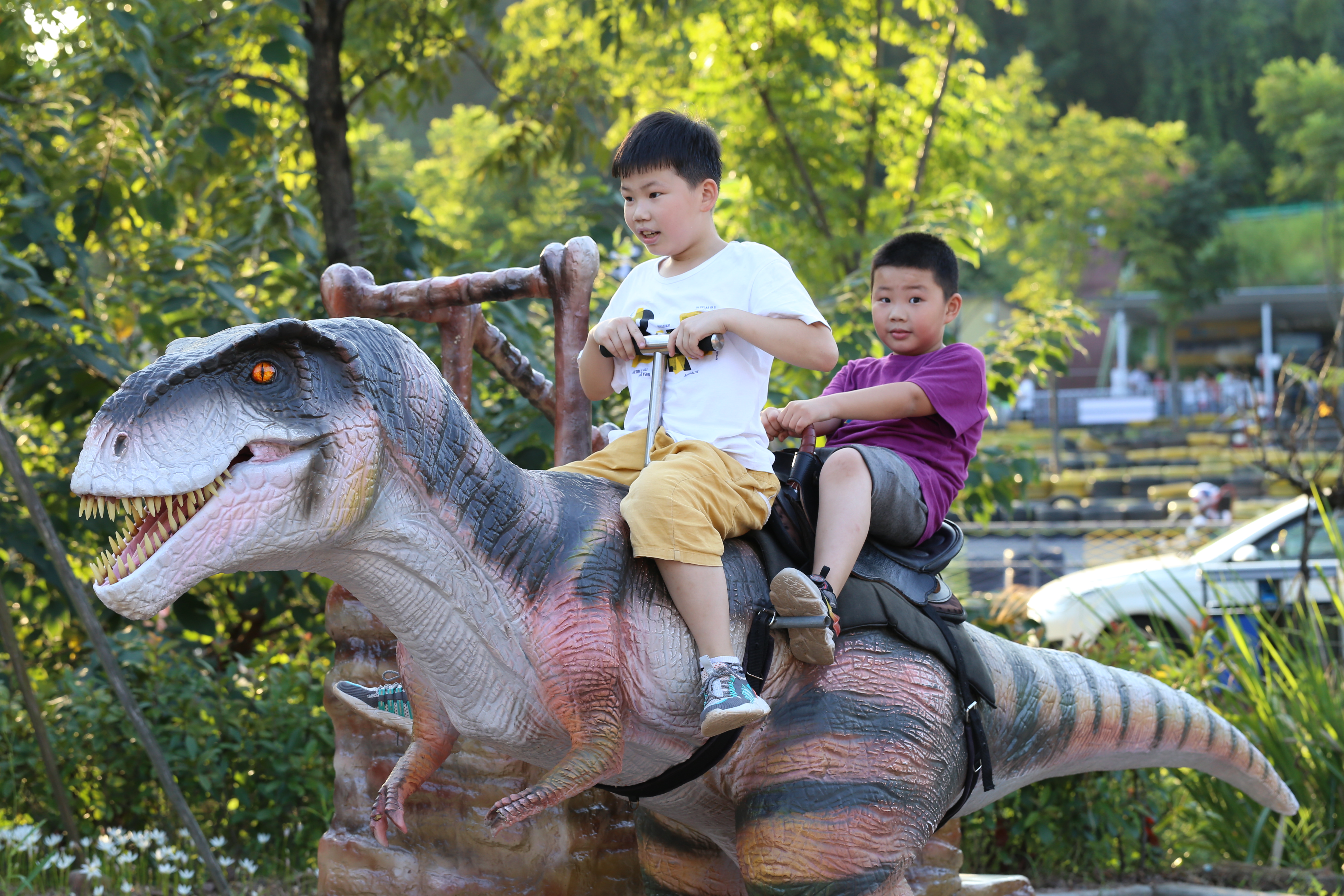 riding dinosaur